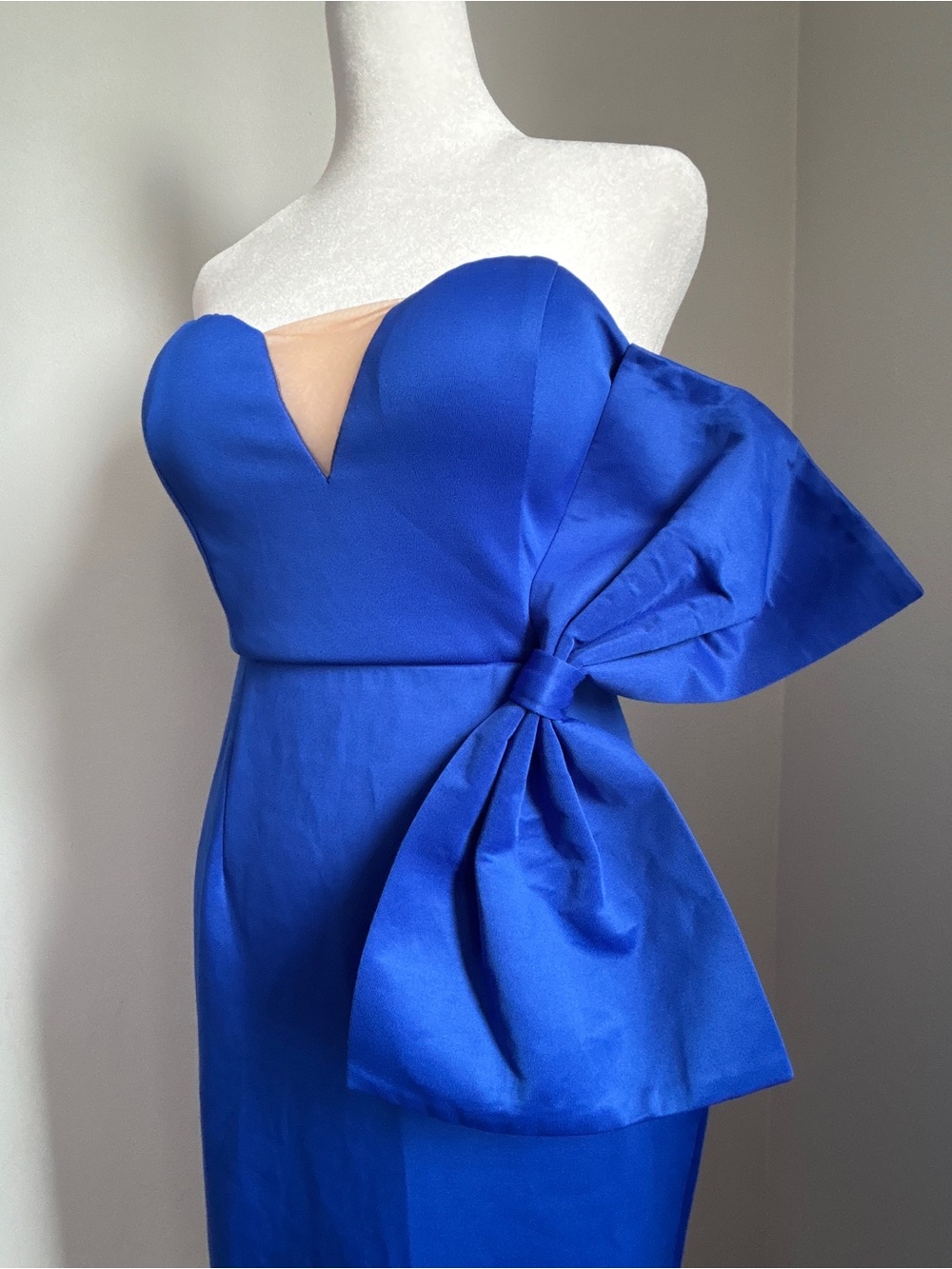 Royal Blue Strapless Bow Sheath Dress